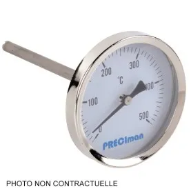 Thermomètre fumées 500°C - 300 mm