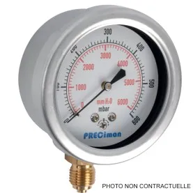 Manomètre 25 mbar dia 100 inox