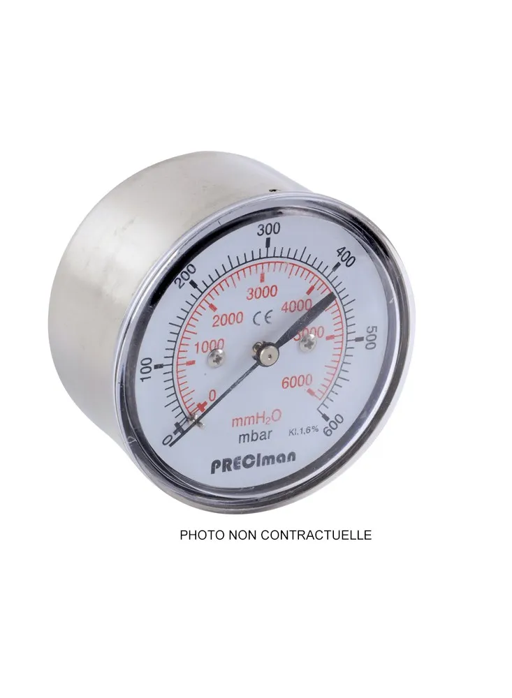 Manomètre 25 mbar dia 63 inox