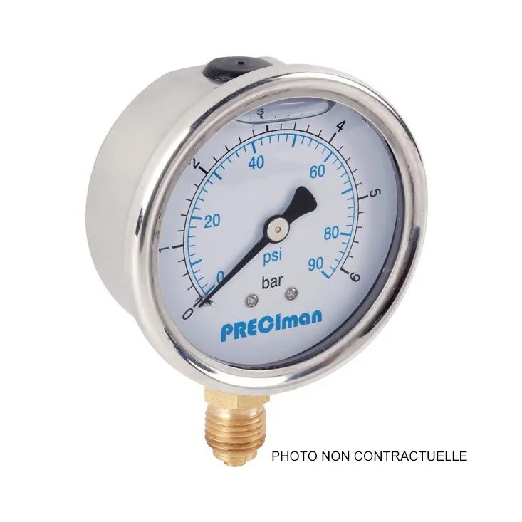 Manomètre  6 bar dia 100mm inox