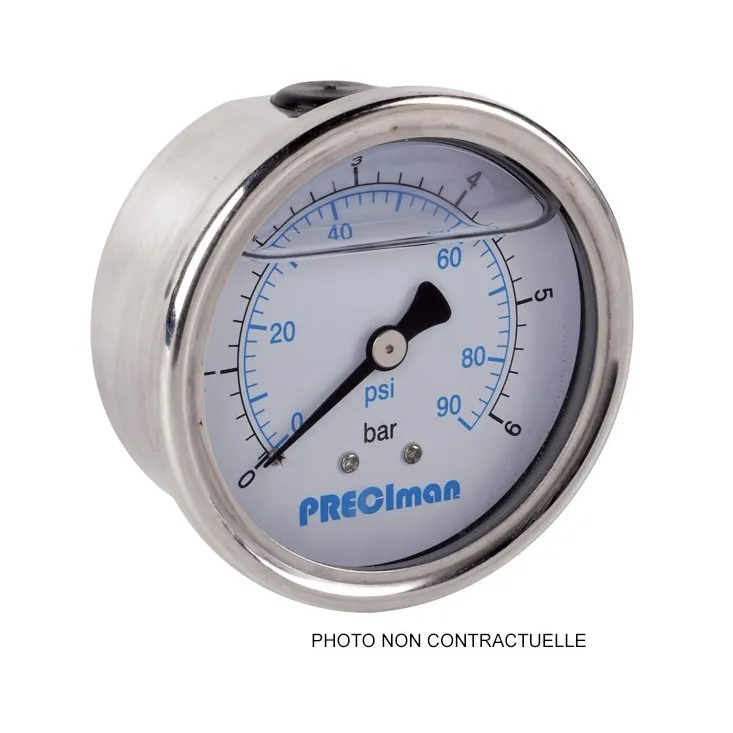 Manomètre  6 bar dia 40mm inox