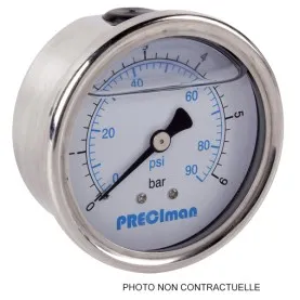 Manomètre  25 bar dia 63mm inox