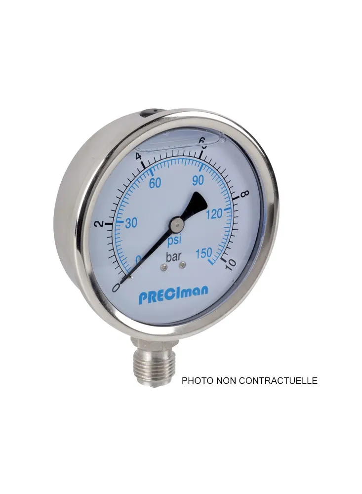 Manomètre  4 bar dia 63mm inox