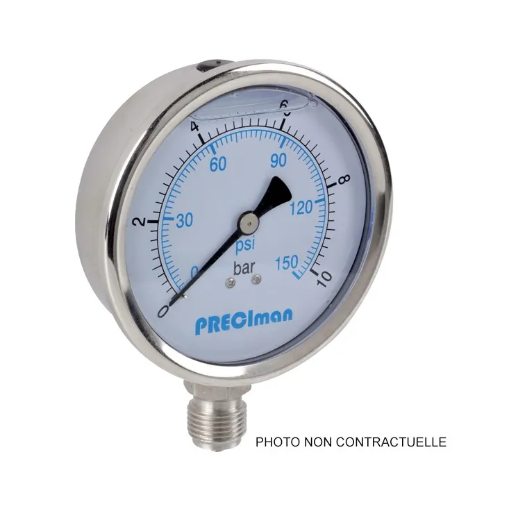 Manomètre  6 bar dia 100mm inox